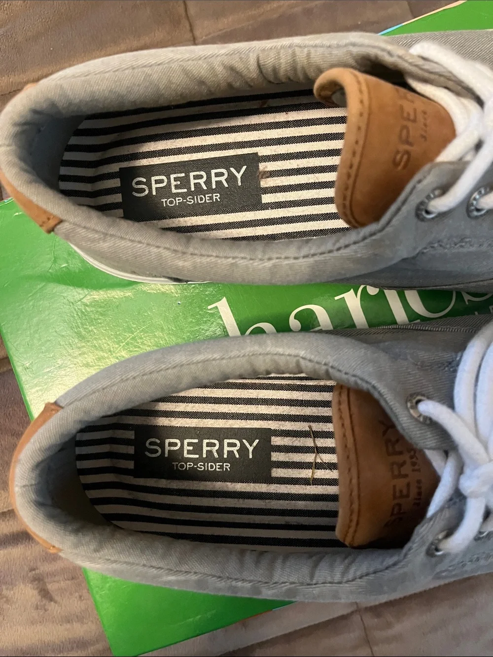 Sperry Men's Gray Canvas Boat Shoes with White Laces